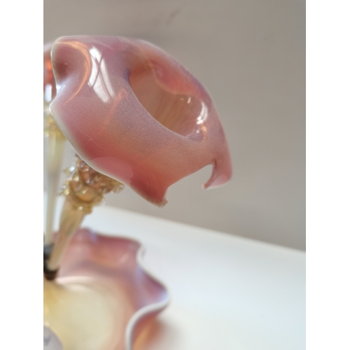 819 - Pink Vaseline 4 branch epergne ( damaged)