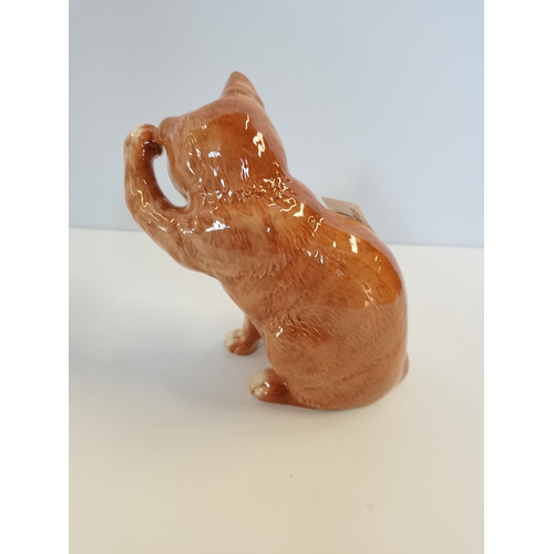 30 - Beswick Striped ginger Cat scratching ear No. 1877