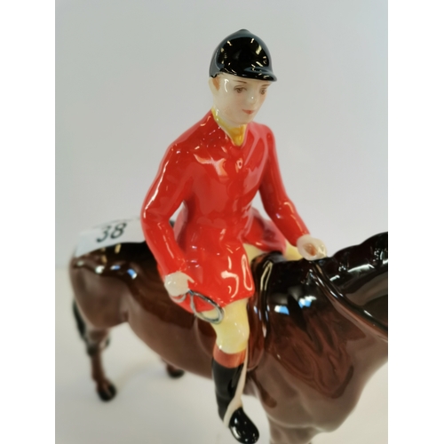 38 - Beswick huntsman standing four square on brown horse