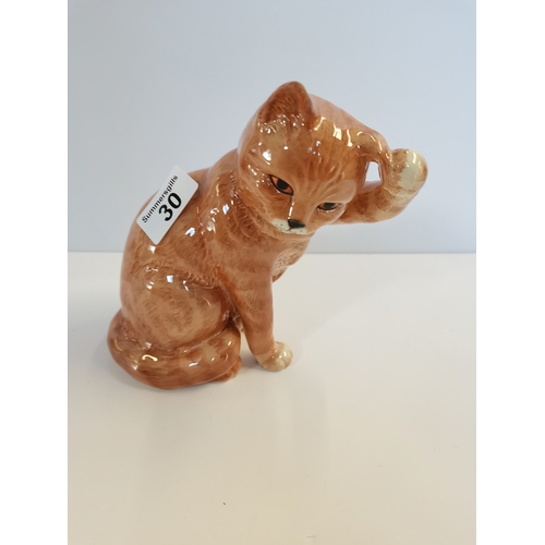 30 - Beswick Striped ginger Cat scratching ear No. 1877