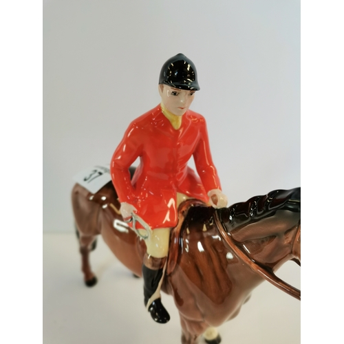 37 - Beswick huntsman standing four square on brown horse