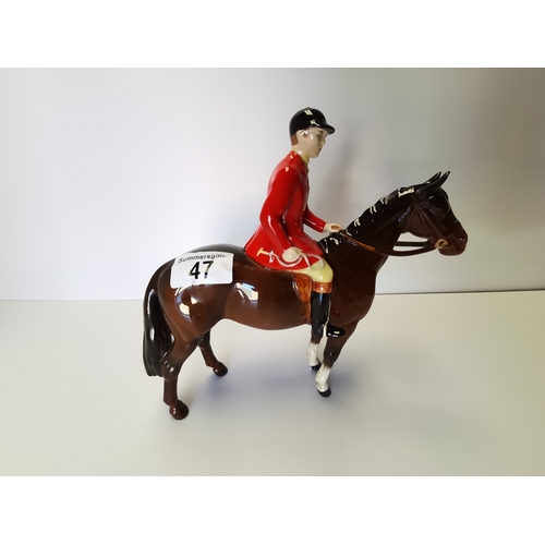 47 - Beswick huntsman standing four square on brown horse