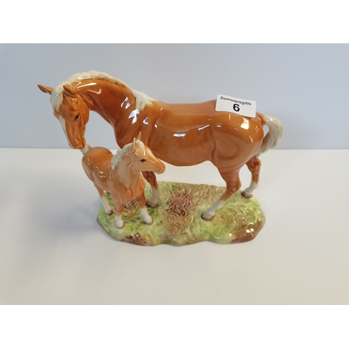 6 - Beswick Mare and Foal on Ceramic base, Palomino