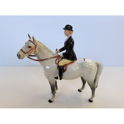 7 - Beswick Huntswoman on grey horse