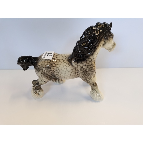 21 - Beswick Cantering Shire horse in rocking horse grey