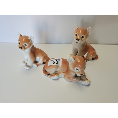 63 - 3 x Beswick USSR lion cubs