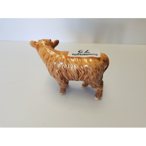 72 - Beswick highland calf plus 2 x Beswick foxhounds 2nd version plus small West Highland terrior (not B... 