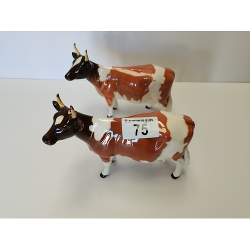 75 - Beswick Ayrshire cow champion ICKHM Bessie (repair to one right horn) with Beswick Ayrshire cow (rep... 