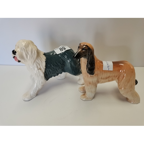 89 - Beswick wolfhound marked HAJUBA of DAVELN and Beswick Old English Sheepdog