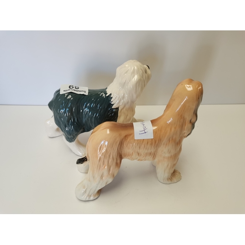 89 - Beswick wolfhound marked HAJUBA of DAVELN and Beswick Old English Sheepdog