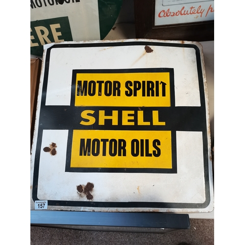 157 - Shell motor spirit oil enamel sign 55cm x 55cm (some rusting)