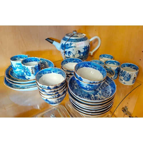 604 - Blue and white coffee set