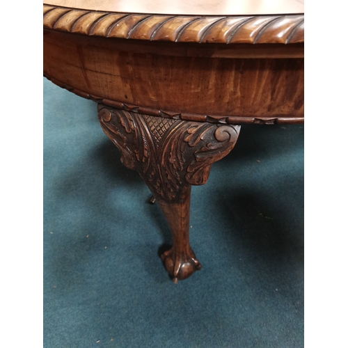 1094 - Extending Mahogany carved dining table with ball & claw feet 180cm x 106cm