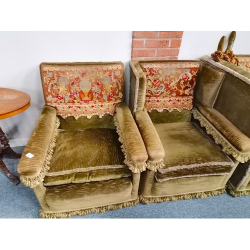 980 - A good 3 piece Velvet and Tapestry suite in excellent condition made for HARRODS LONDON with the set... 