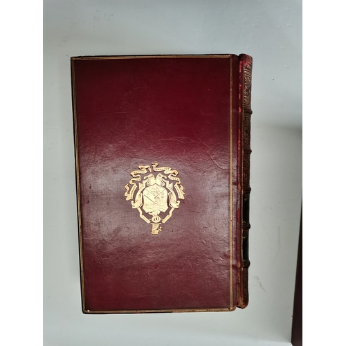 234a - 3 x volumes of DON QUIXOTE in red leather good condition