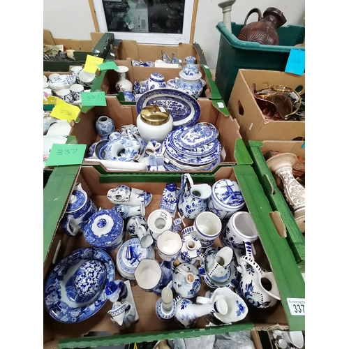 337 - 4 boxes of misc incl Delft and Spode etc