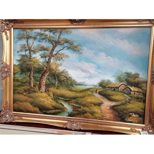 1038 - 2 gilt framed oil paintings