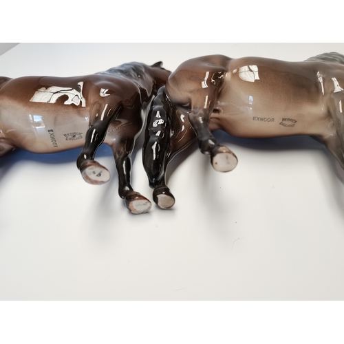 136 - Beswick - Large cantering Shire, plus 2 x Exmoor Pony (all minor repair)