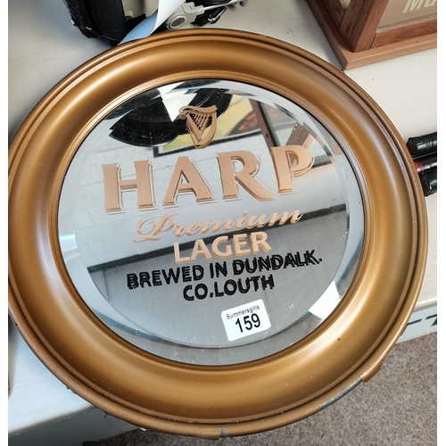 159 - Harp lager mirror in gilt frame 40cm