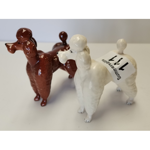 111 - Small Beswick poodle in white satin finish plus small poodle with repair to neck