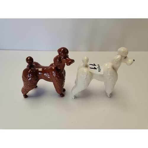 111 - Small Beswick poodle in white satin finish plus small poodle with repair to neck