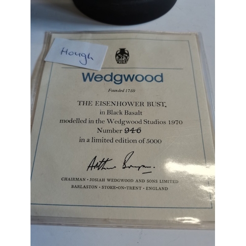 411 - Wedgwood Eisenhower bust in black basalt 946/5000