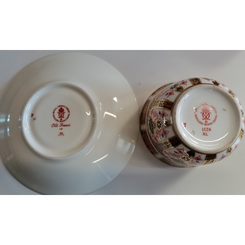 417 - Royal Crown Derby Imari pattern trio - coffee can, cup and saucer