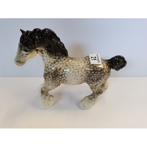 21 - Beswick Cantering Shire horse in rocking horse grey