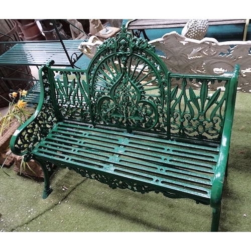 1205 - Antique Coalbrookedale style cast iron garden seat
( This is an old bench but has been re painted )