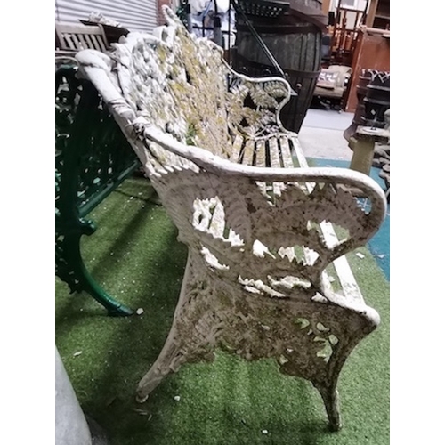 1208 - Vintage Coalbrookdale style metal garden seat 
( This is an old bench not modern )