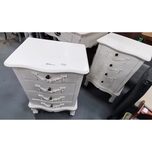 1177 - 2 painted cream bedside cabinets