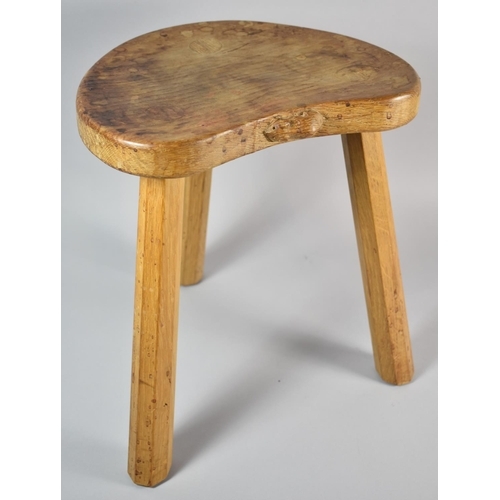 869k - Mouseman 3 legged milking stool