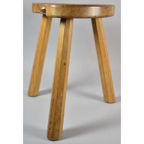 869k - Mouseman 3 legged milking stool