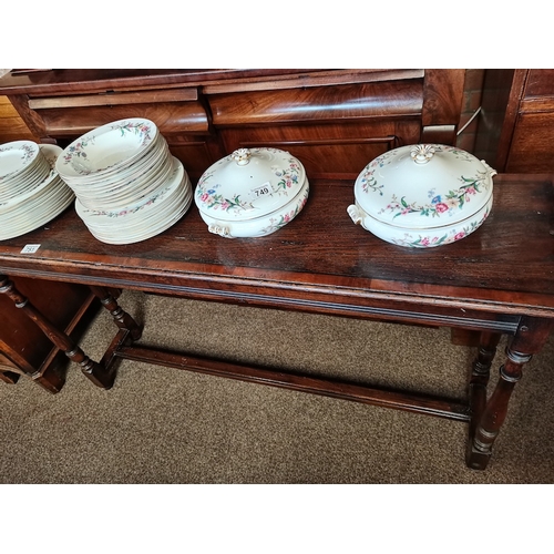 751 - Oak side table Tichmarsh & Goodwin style 1.3m x 32cm