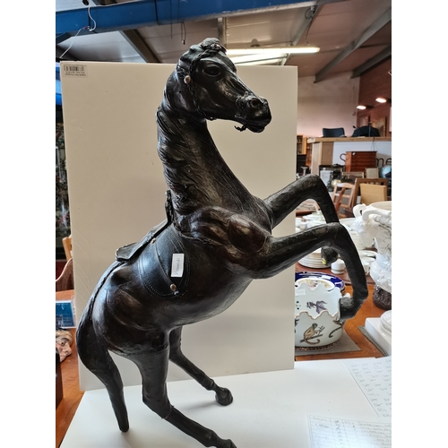 870n - Large Leather horse 80cm S. Alcock + 1