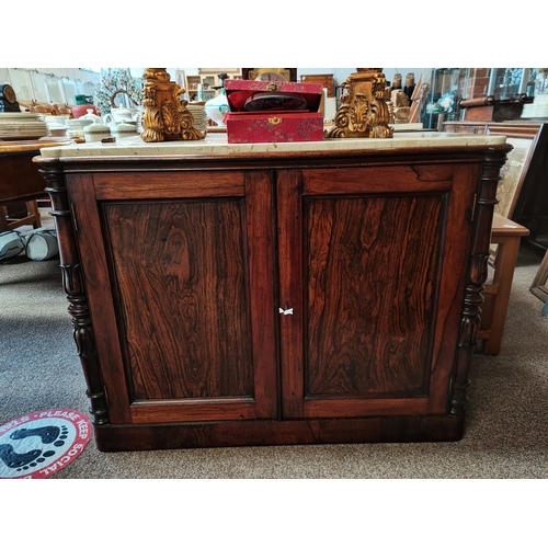 840 - Antique rosewood cupboard with marble top