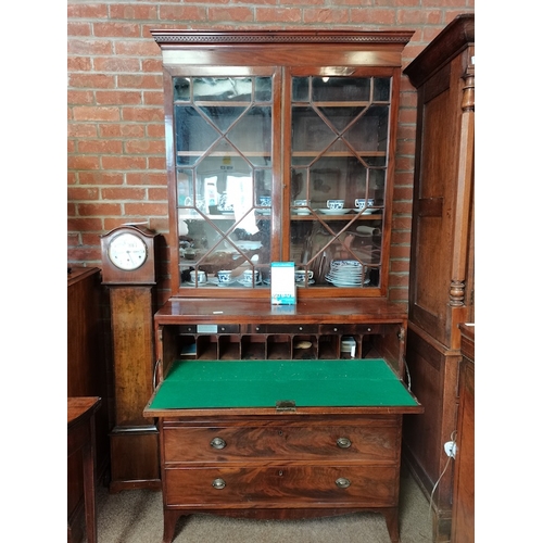 761 - Antique Mahogany Secretaire bookcase 1m