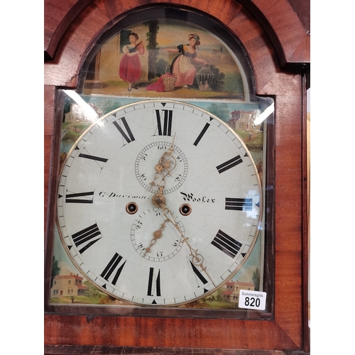 820 - Antique 8 day long case clock by G Davison Wooler