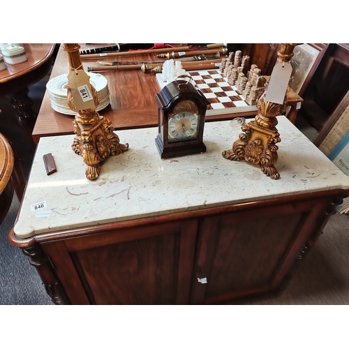 840 - Antique rosewood cupboard with marble top