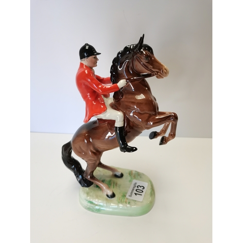 103 - Beswick Rearing huntsman on brown horse