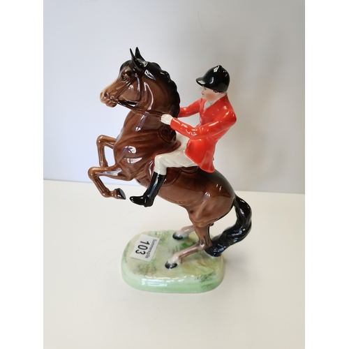 103 - Beswick Rearing huntsman on brown horse