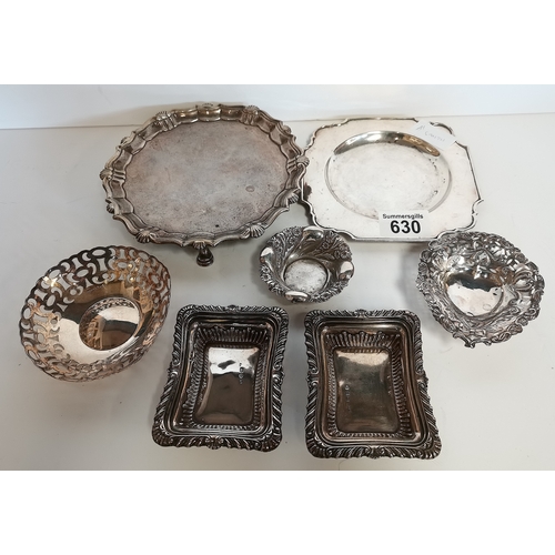 630 - Collection of silver Salver and dishes 225g