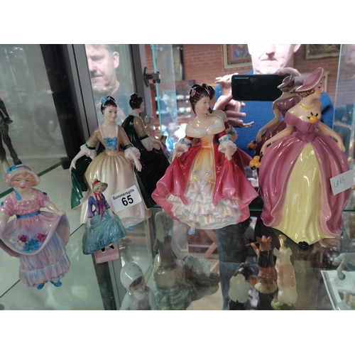 65 - 3 x Doulton figurines -  Southern belle, Elegance, LucyAnn plus Goebel lady figurine and M31 Pantell... 