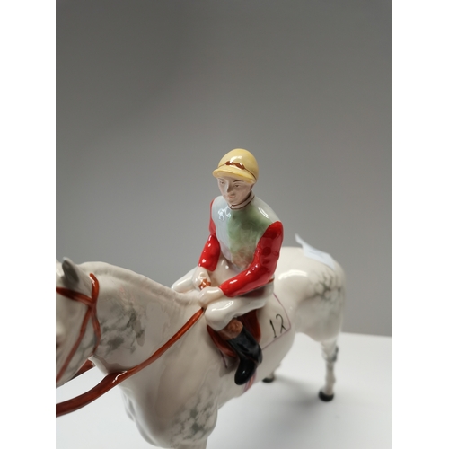 10a - Beswick grey horse and jockey standing four square