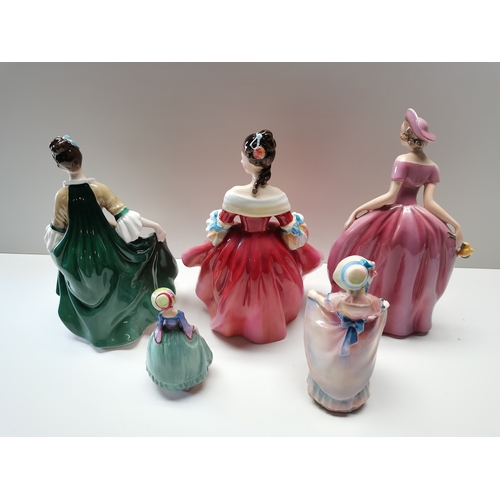 65 - 3 x Doulton figurines -  Southern belle, Elegance, LucyAnn plus Goebel lady figurine and M31 Pantell... 