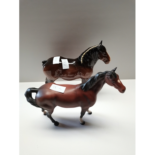 15c - Beswick brown horses x 2