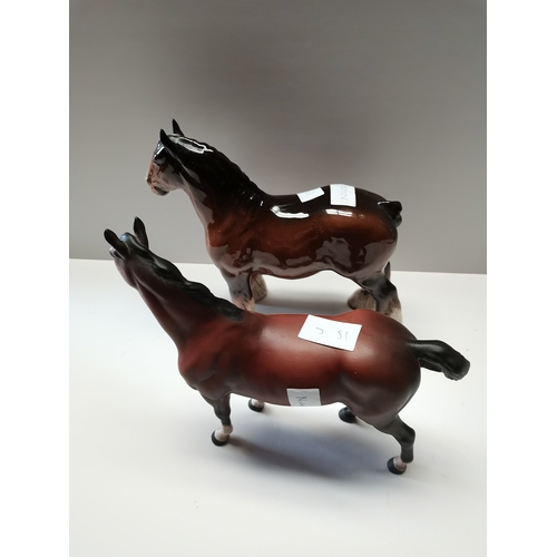 15c - Beswick brown horses x 2