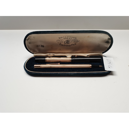 675g - Watermans gold pen set in case