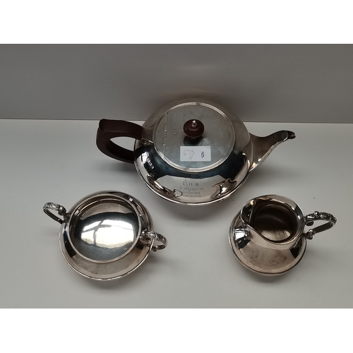 675f - 3  pce London silver coffee set in good condition