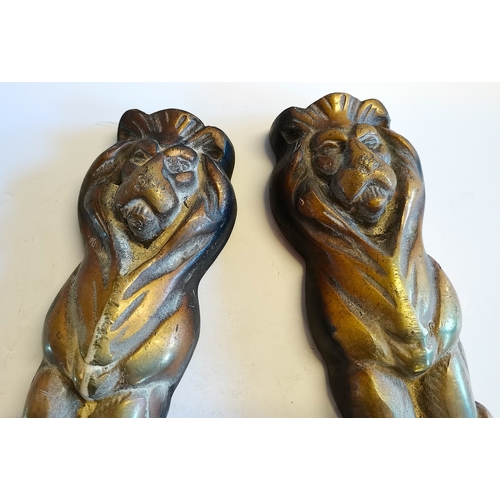 460 - Pair of heavy brass fire dogs